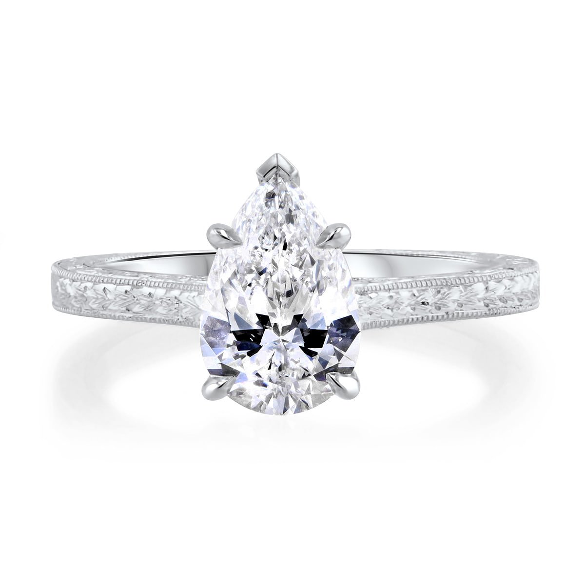 Vintage Pear Shape Diamond Engagement Ring
