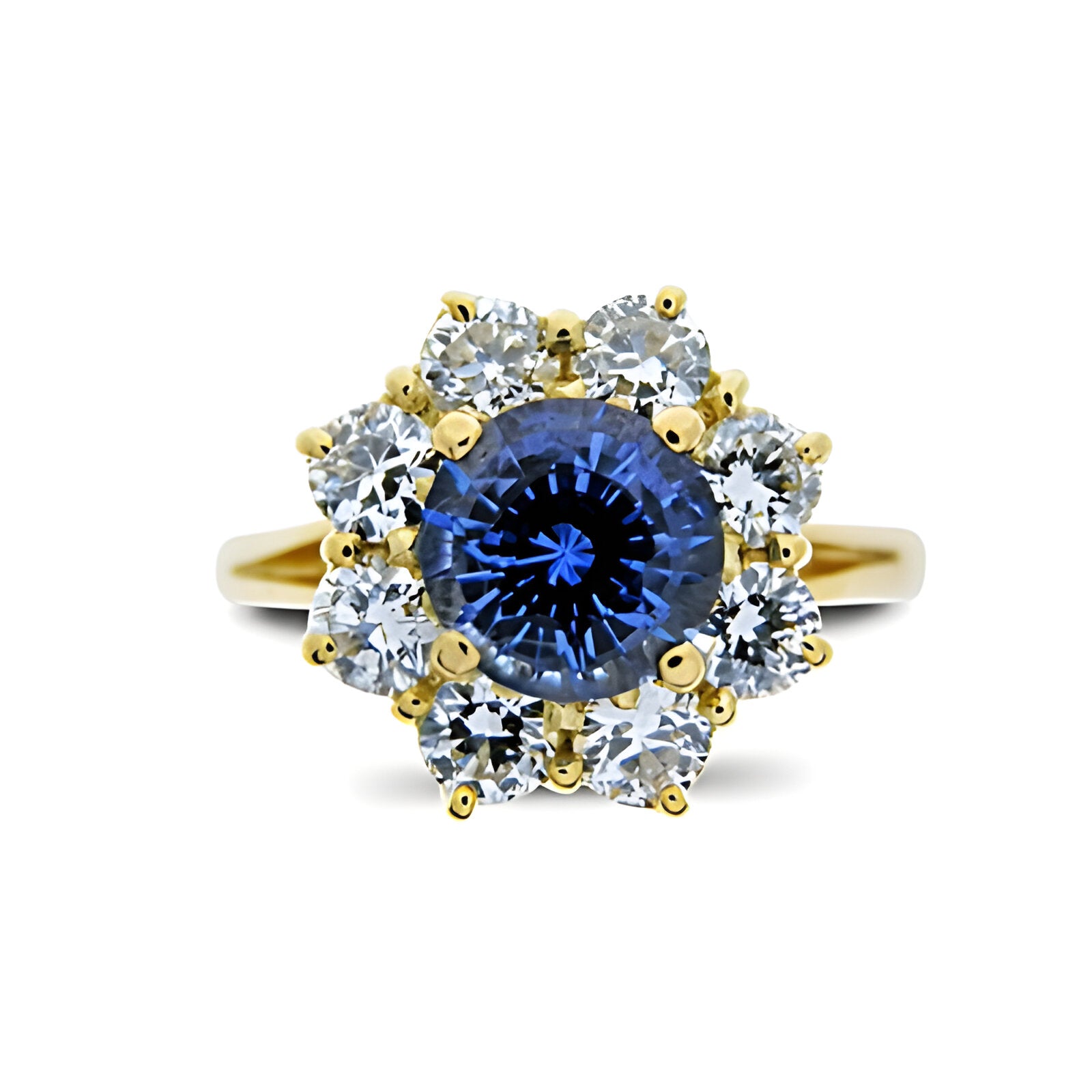 Vintage Sapphire and Diamond Cluster Ring