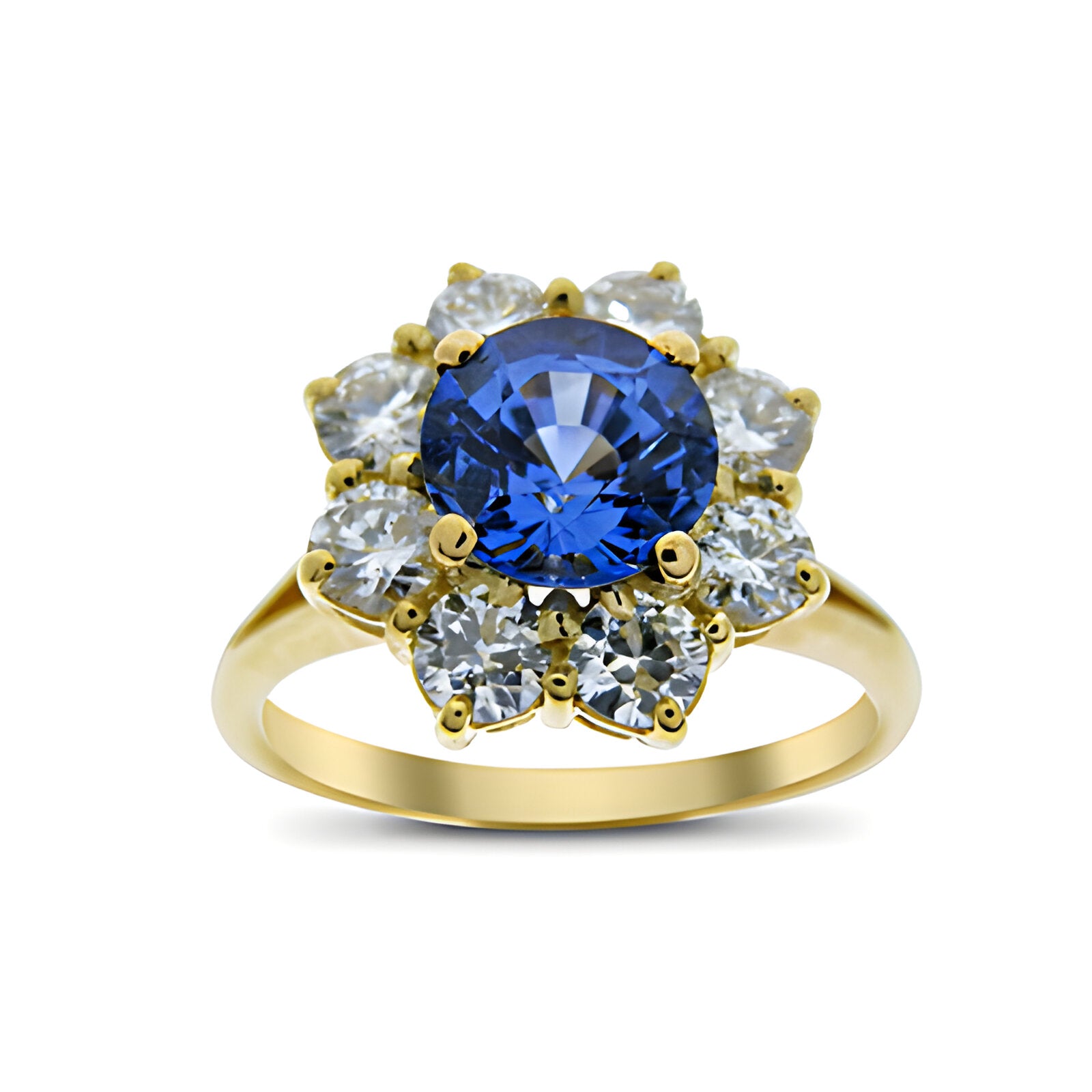 Vintage Sapphire and Diamond Cluster Ring