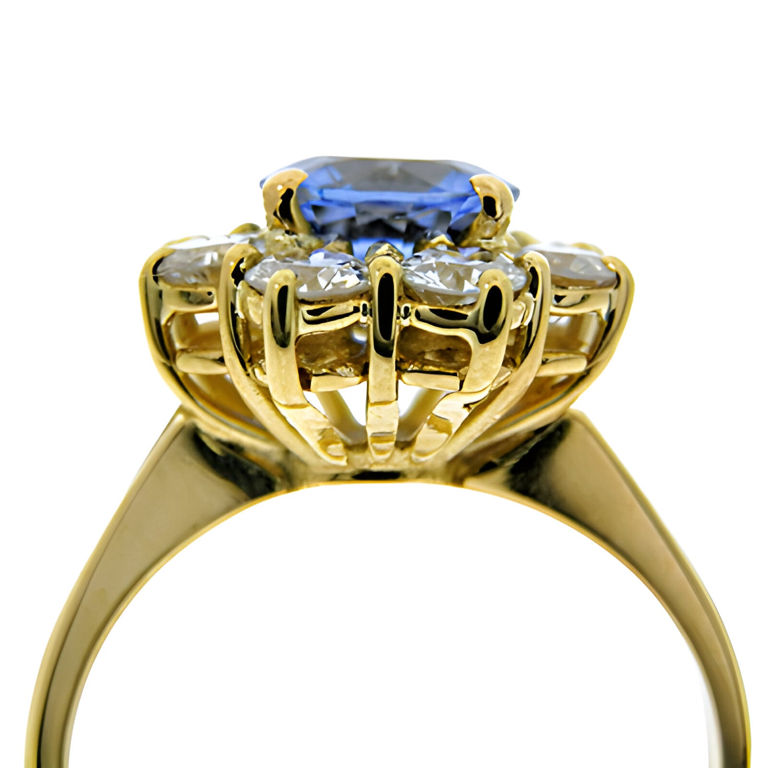 Vintage Sapphire and Diamond Cluster Ring