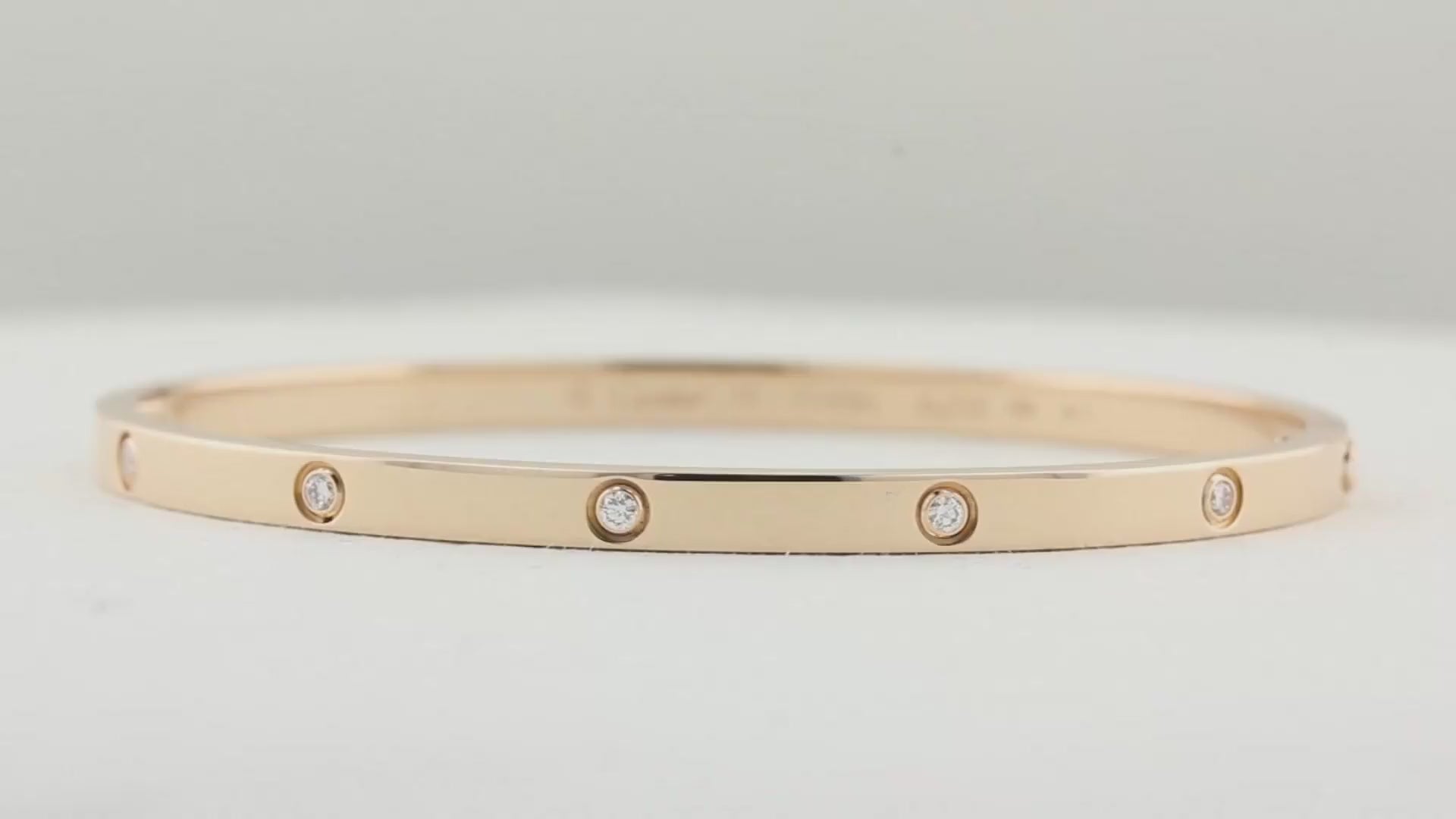 Cartier SM Rose Gold Diamond Love Bracelet - Size 17