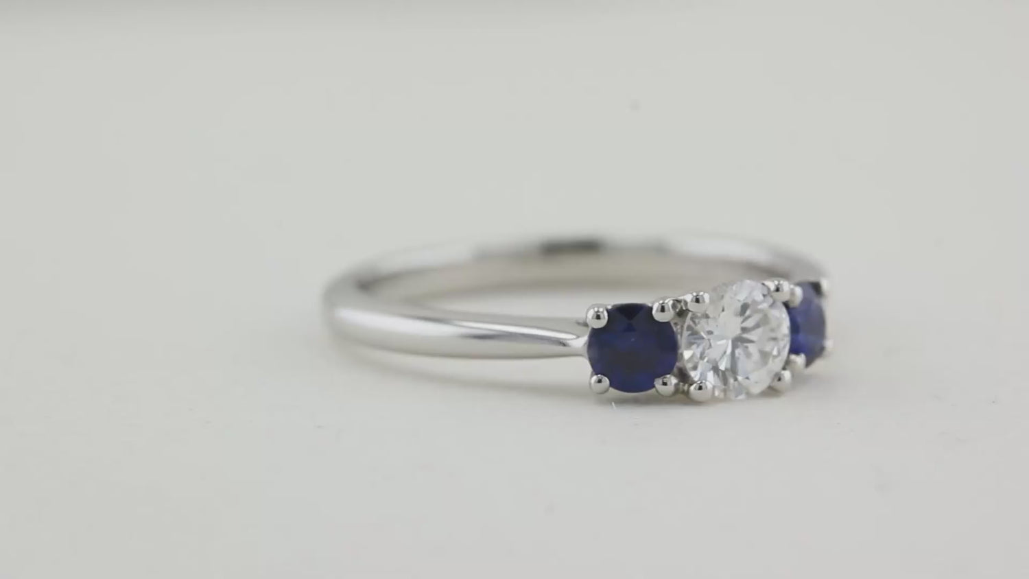 Diamond and Sapphire Three Stone Ring