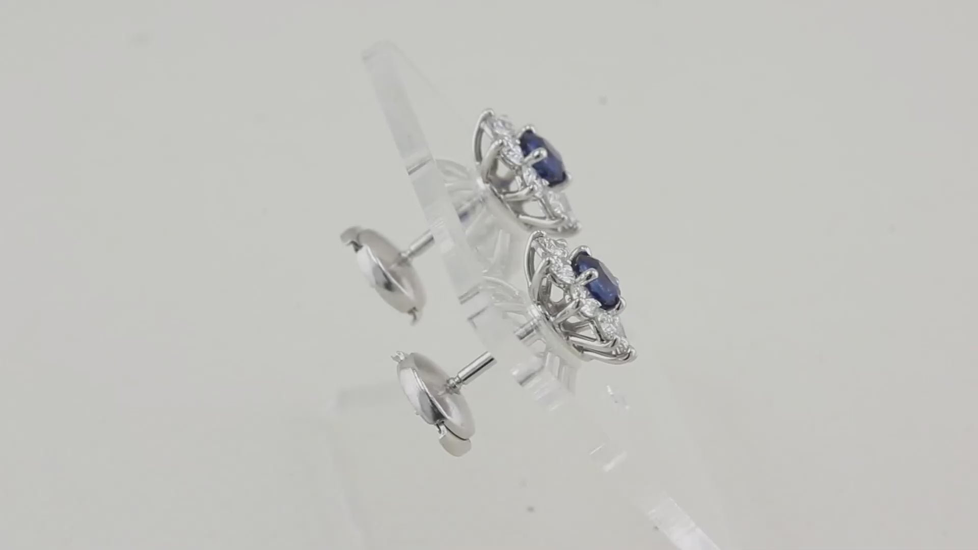 Tiffany Sapphire and Diamond Cluster Stud Earrings