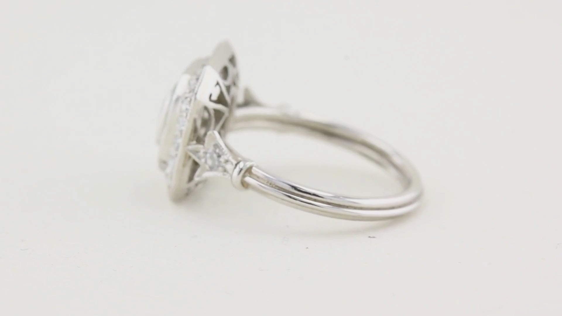 Art Deco Style Diamond and Emerald Target Ring