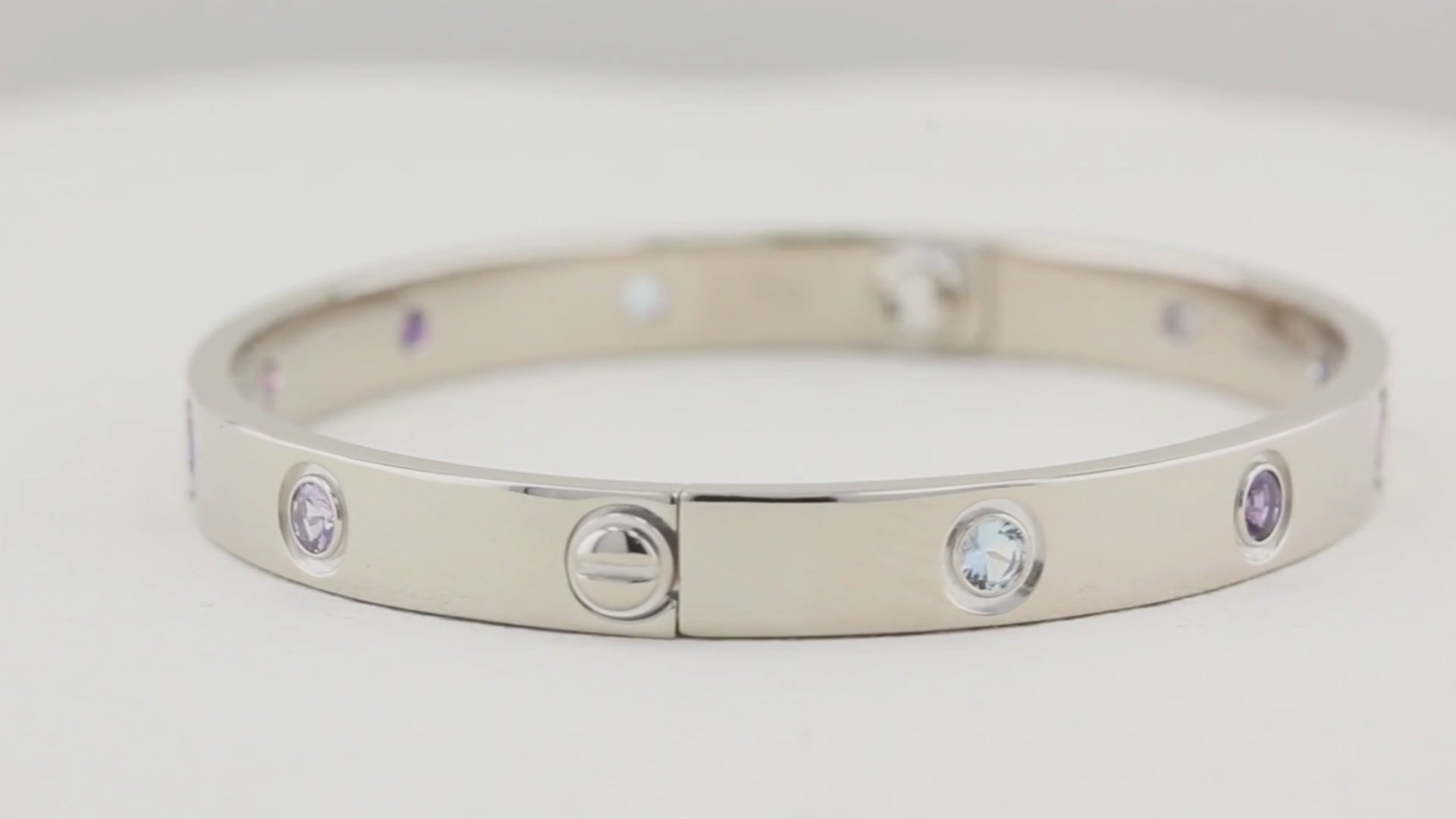 Cartier White Gold Coloured Stone Love Bracelet - Size 17
