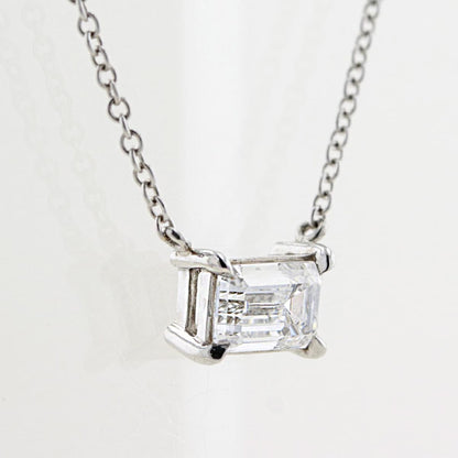 18ct White Gold Emerald Cut Diamond Necklace