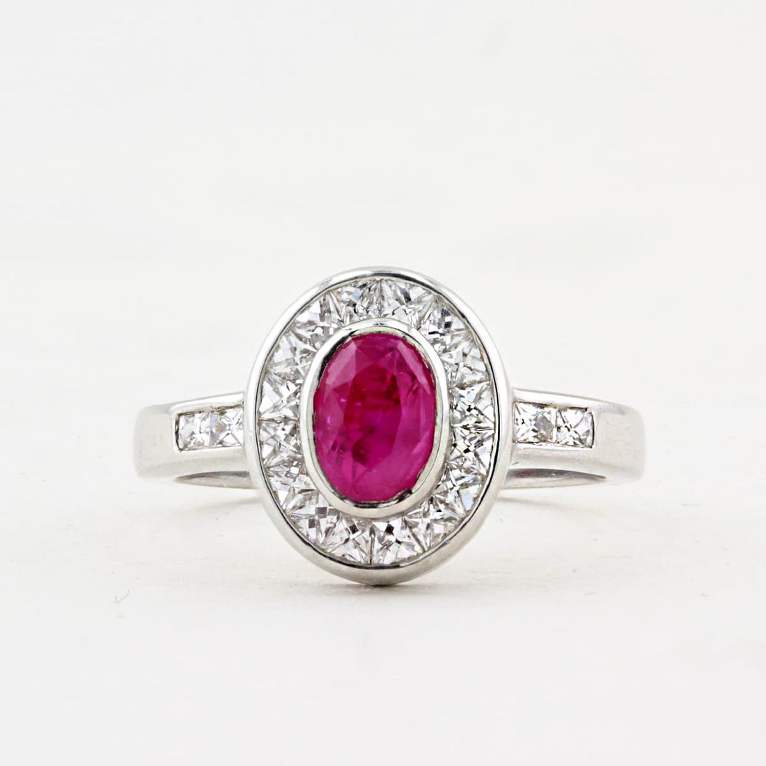 18ct White Gold No-Heat Burma Ruby &amp; Diamond Ring