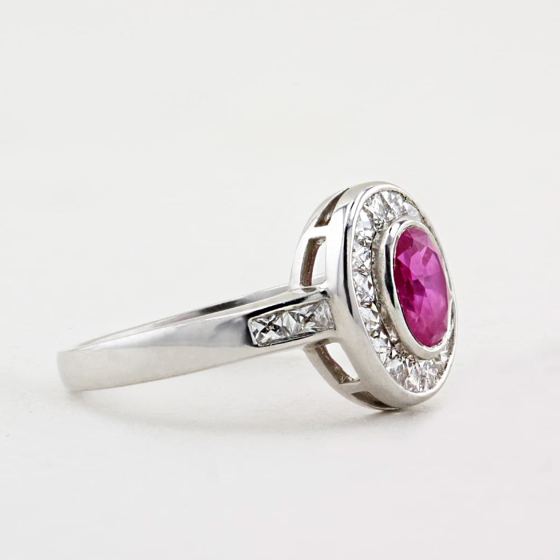 18ct White Gold No-Heat Burma Ruby & Diamond Ring