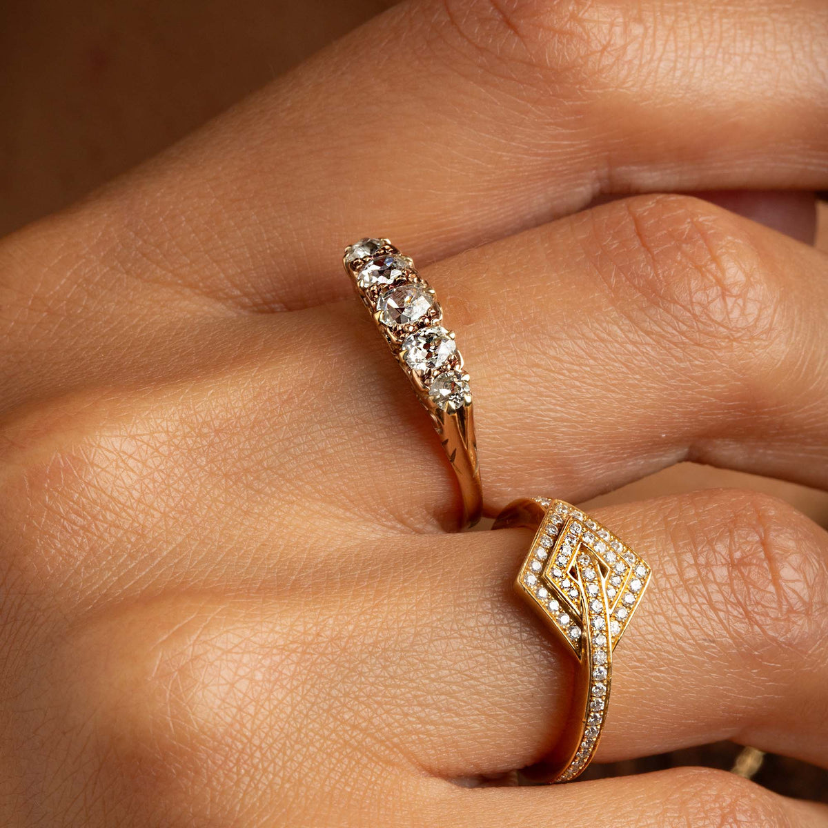 Vintage Old Cut Diamond Five Stone Ring