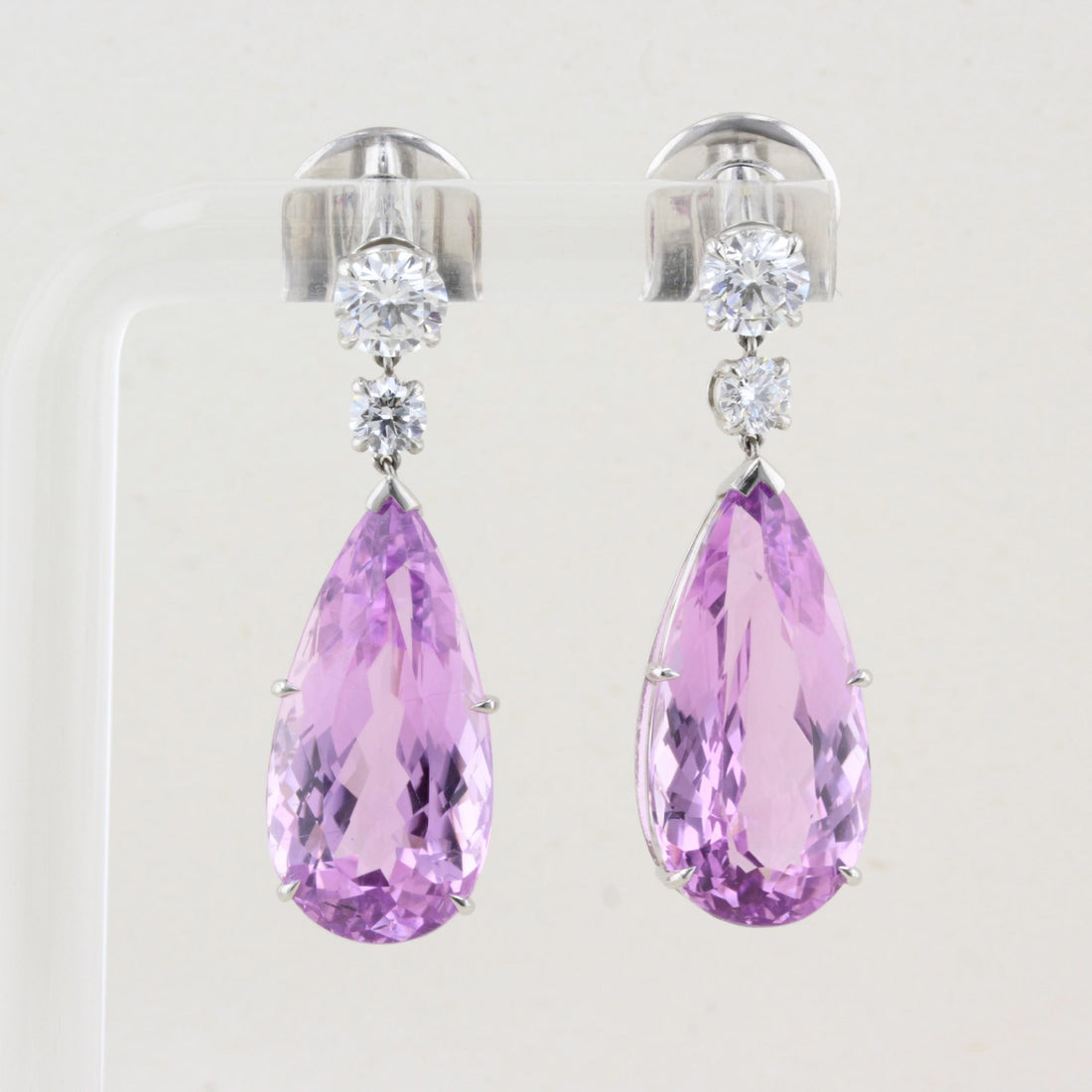 Kunzite and Diamond Drop Earrings