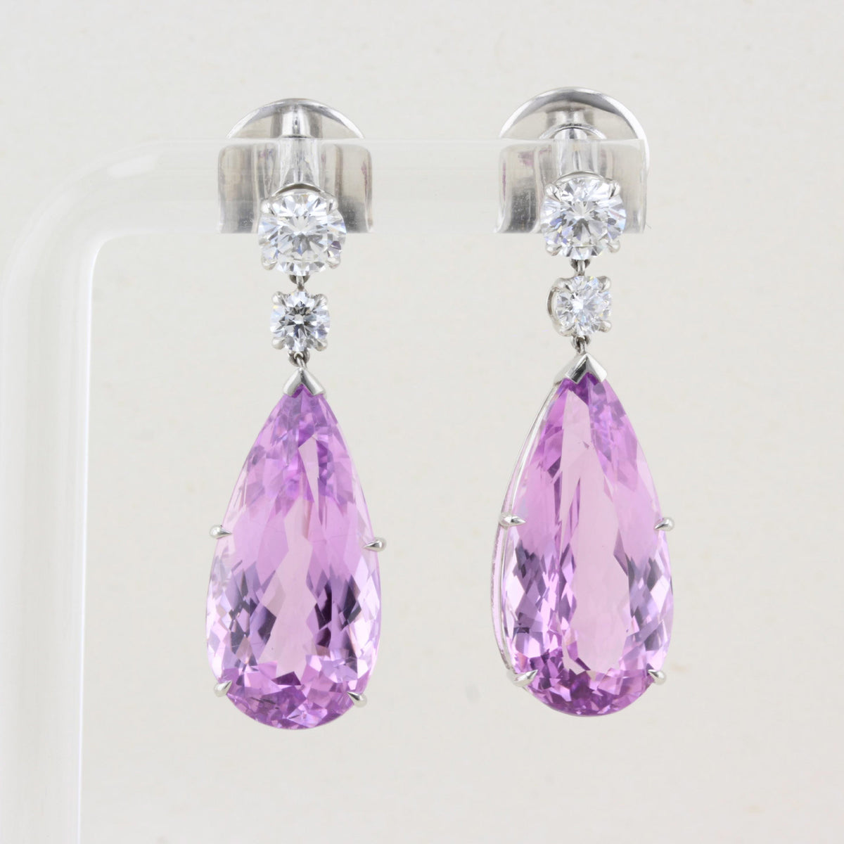 Kunzite and Diamond Drop Earrings
