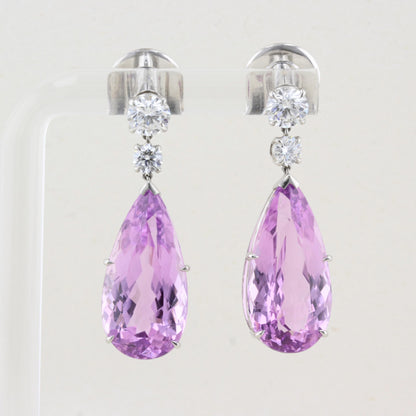 Kunzite and Diamond Drop Earrings