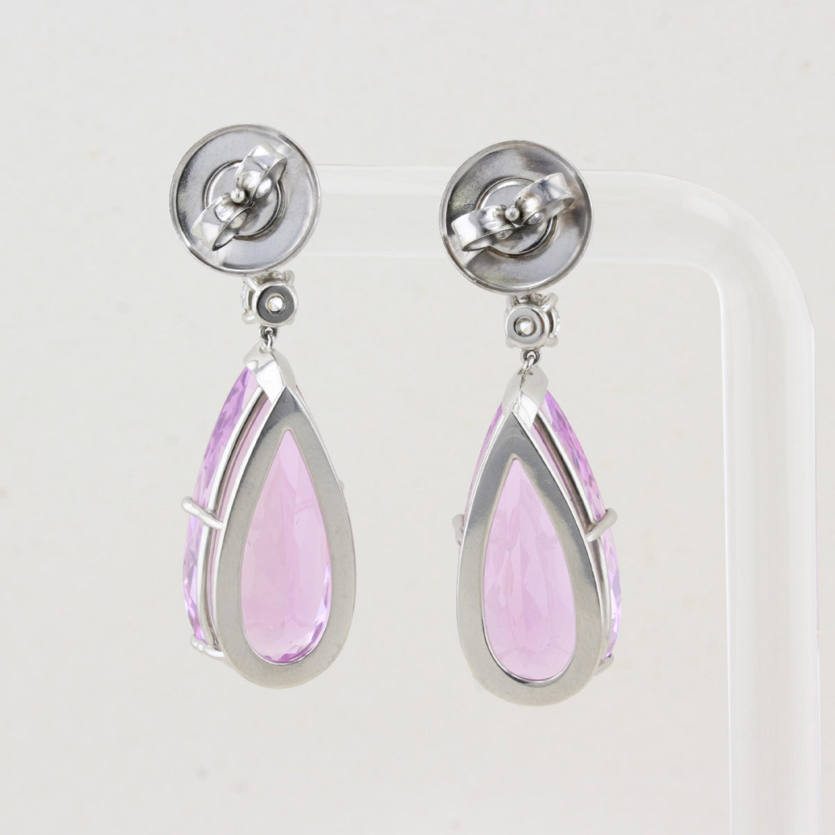 Kunzite and Diamond Drop Earrings
