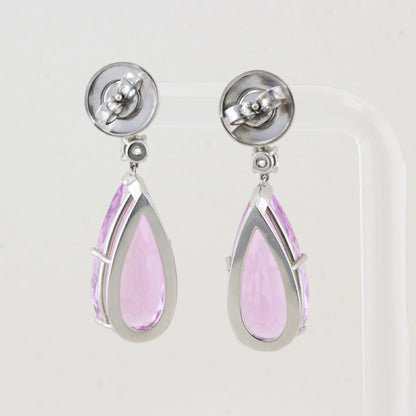 Kunzite and Diamond Drop Earrings