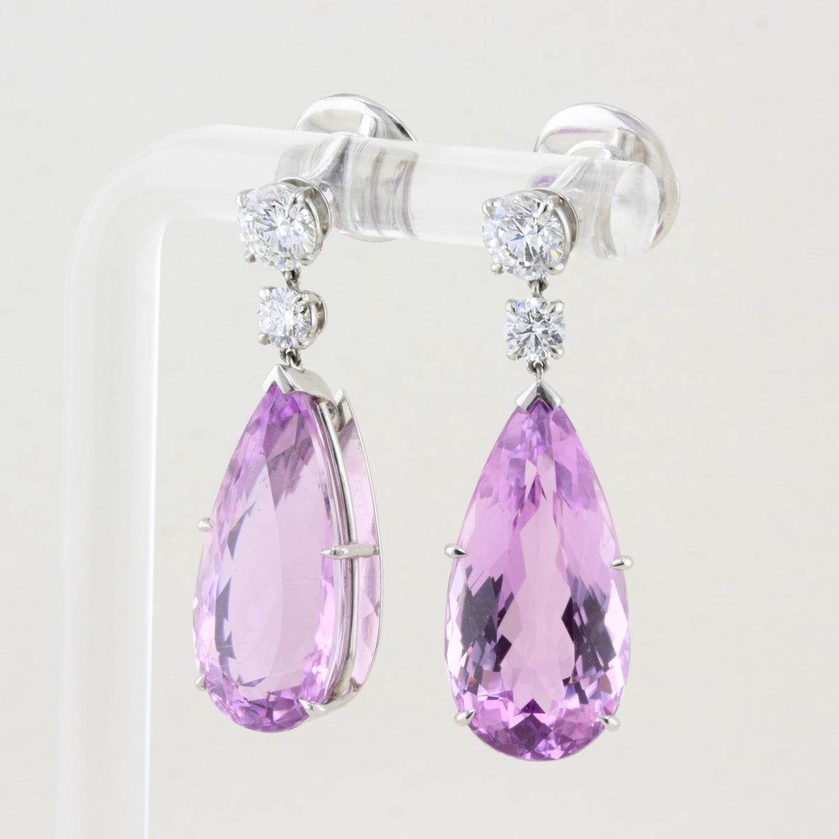 Kunzite and Diamond Drop Earrings
