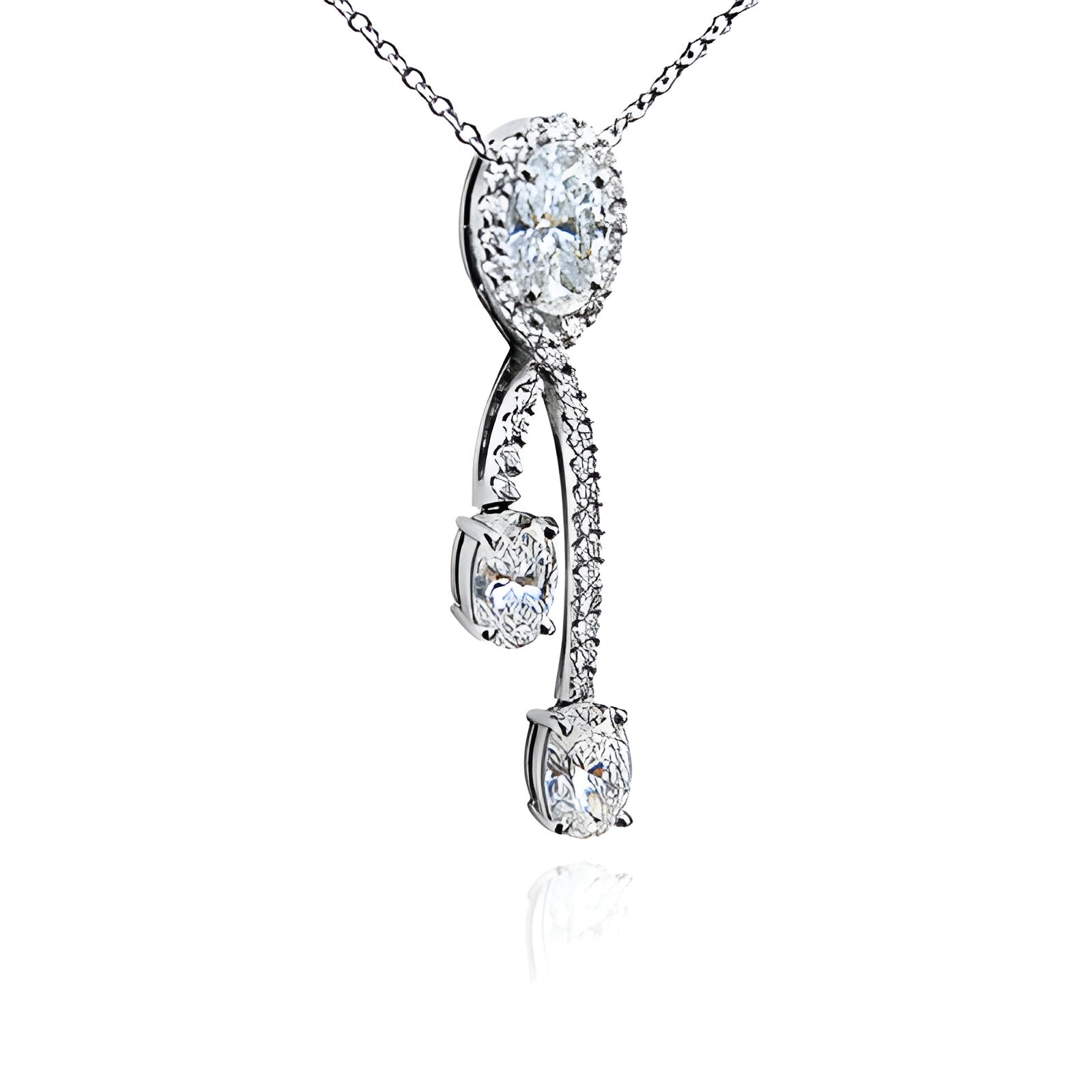 Amity Oval Diamond Drop Necklace