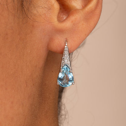 Aquamarine and Diamond Drop Earrings