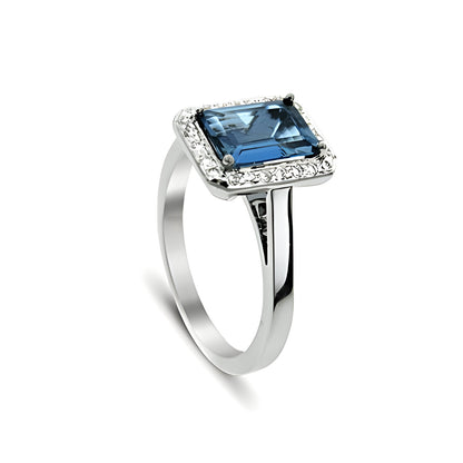 Aquamarine and Diamond Halo Dress Ring