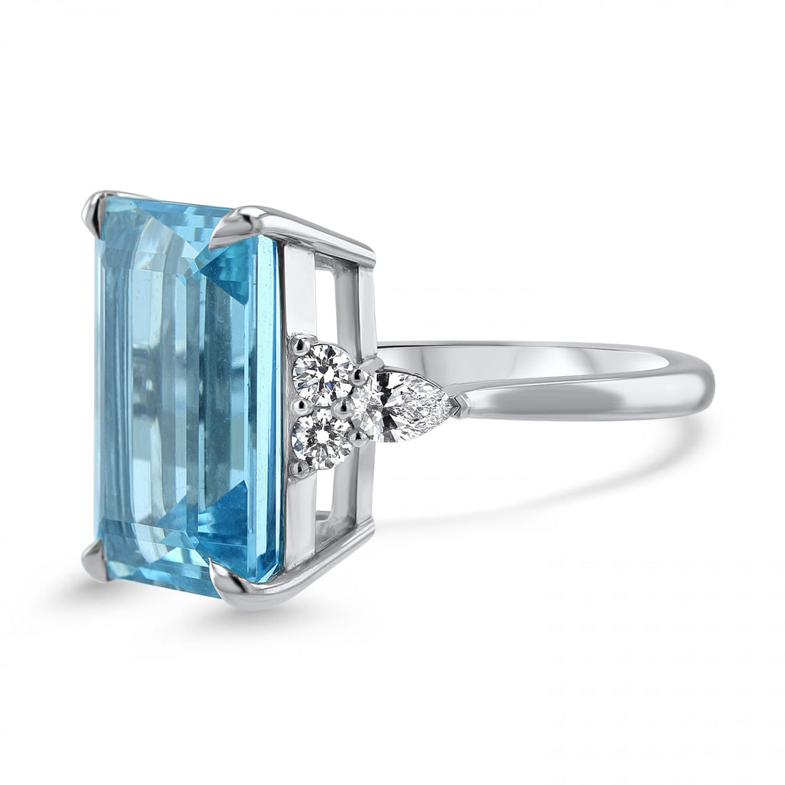 Aquamarine and Diamond Trefoil Dress Ring