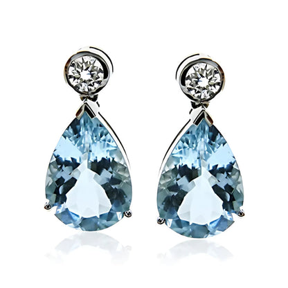 Aquamarine and Diamond Drop Earrings