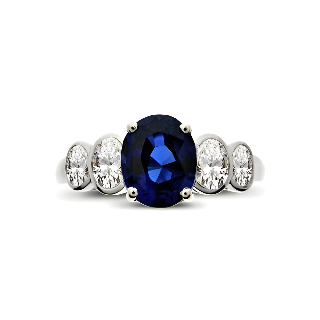 Darling Oval Sapphire and Diamond Five Stone Ring
