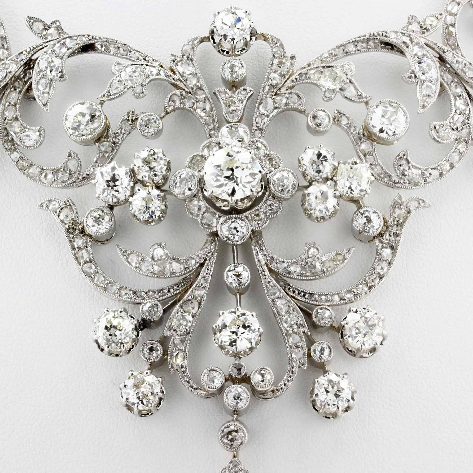 Rare French Edwardian 30ct Diamond Necklace