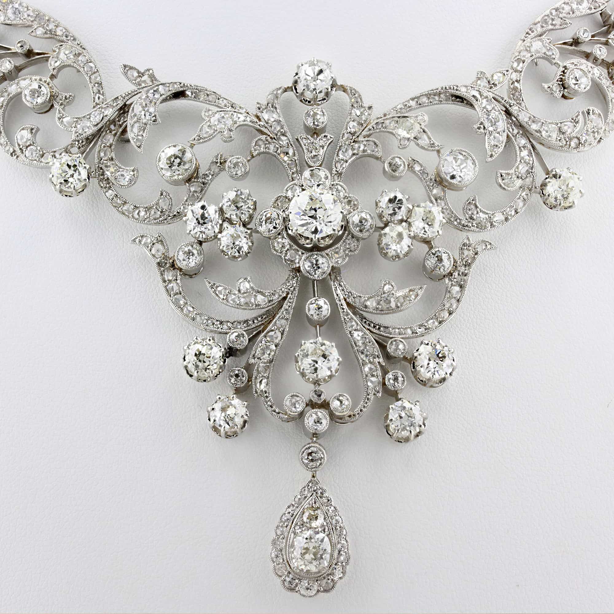 Rare French Edwardian 30ct Diamond Necklace