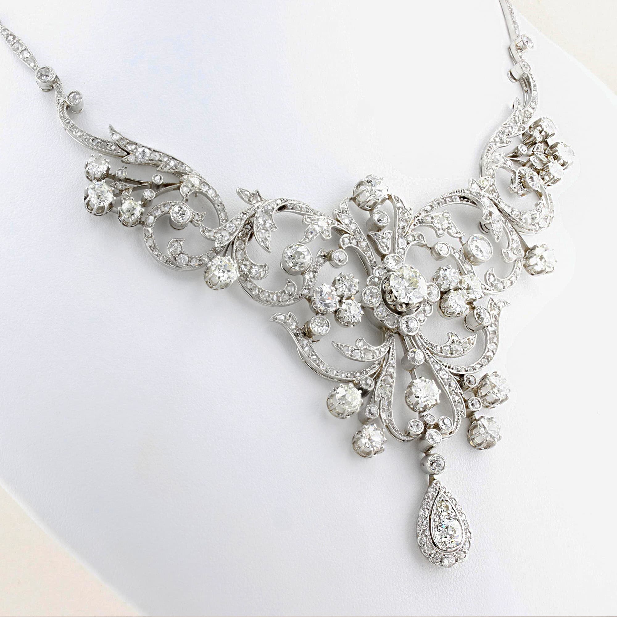 Rare French Edwardian 30ct Diamond Necklace