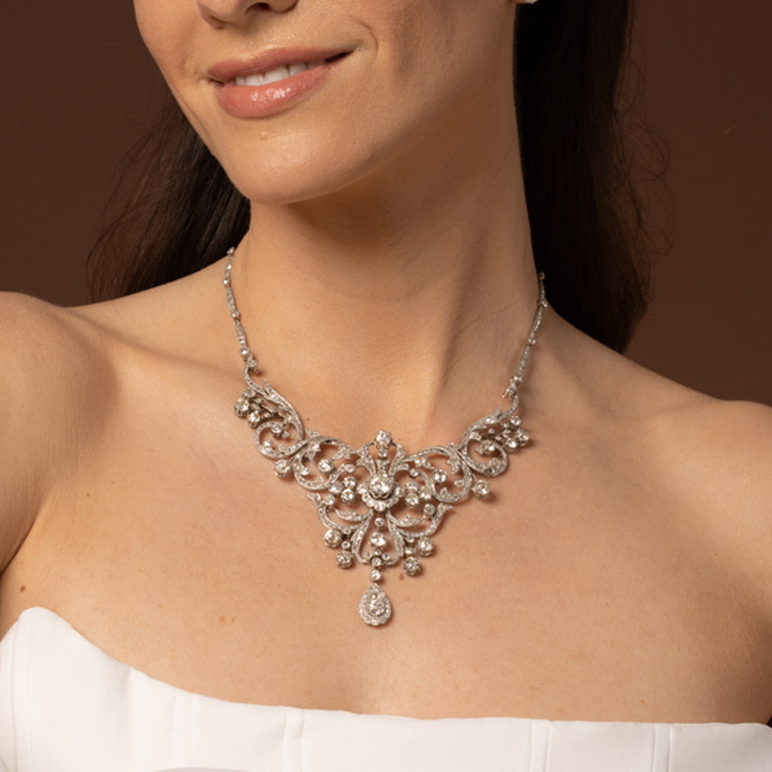 Rare French Edwardian 30ct Diamond Necklace