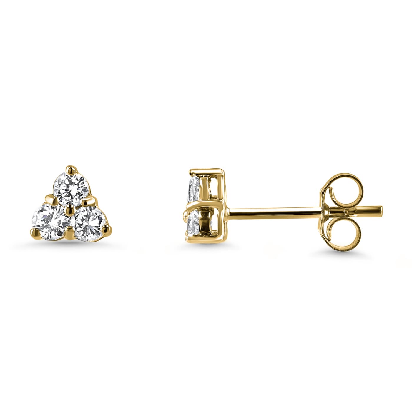 Diamond Trefoil Stud Earrings