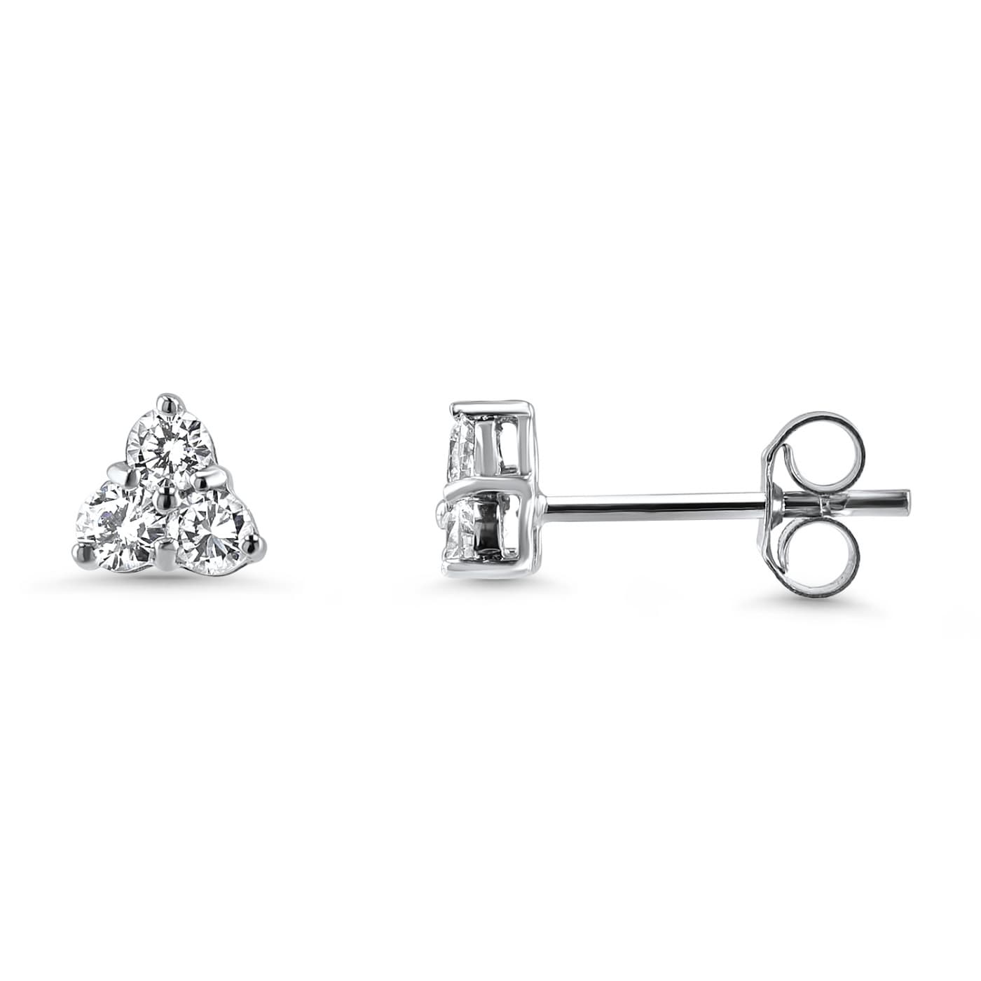 Diamond Trefoil Stud Earrings