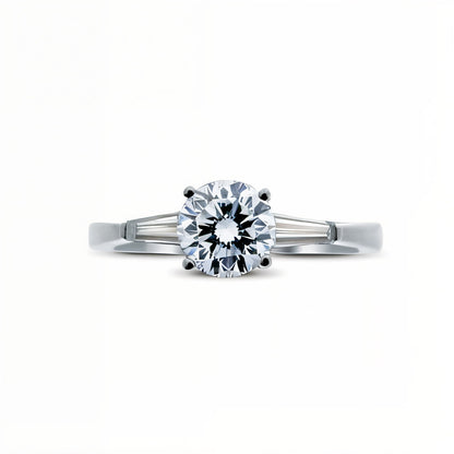 Everglow Diamond and Baguette Shoulders Engagement Ring