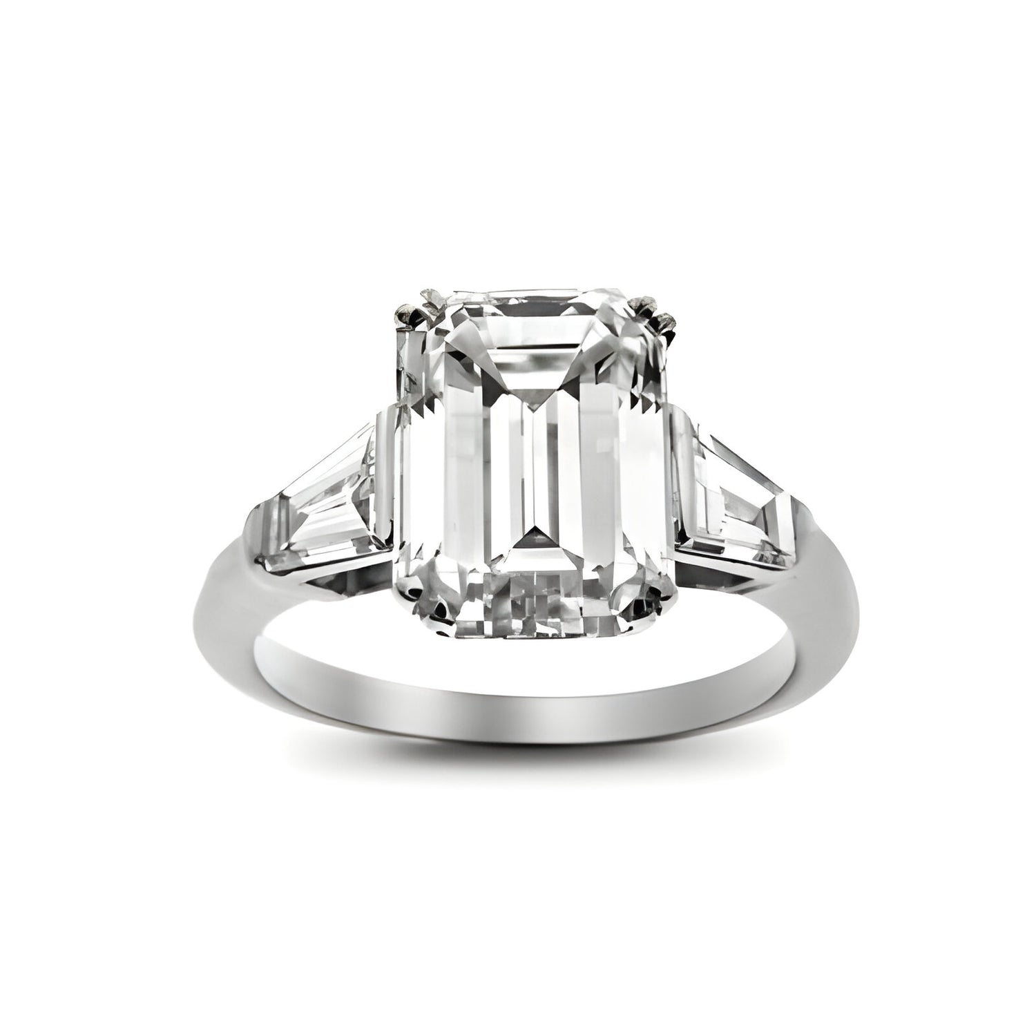 Lumine Emerald Cut Diamond and Baguette Shoulders Engagement Ring