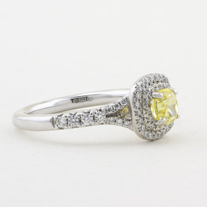 Fancy Yellow Diamond Cluster Ring