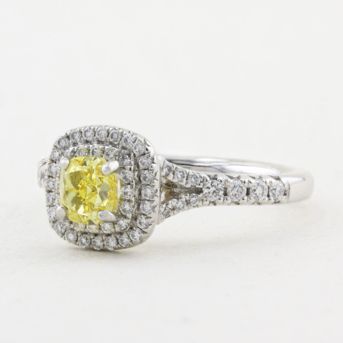 Fancy Yellow Diamond Cluster Ring