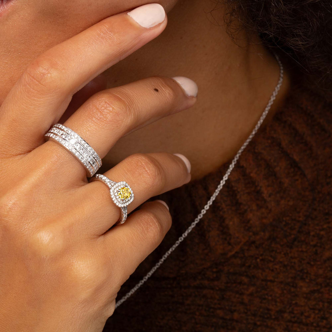 Fancy Yellow Diamond Cluster Ring