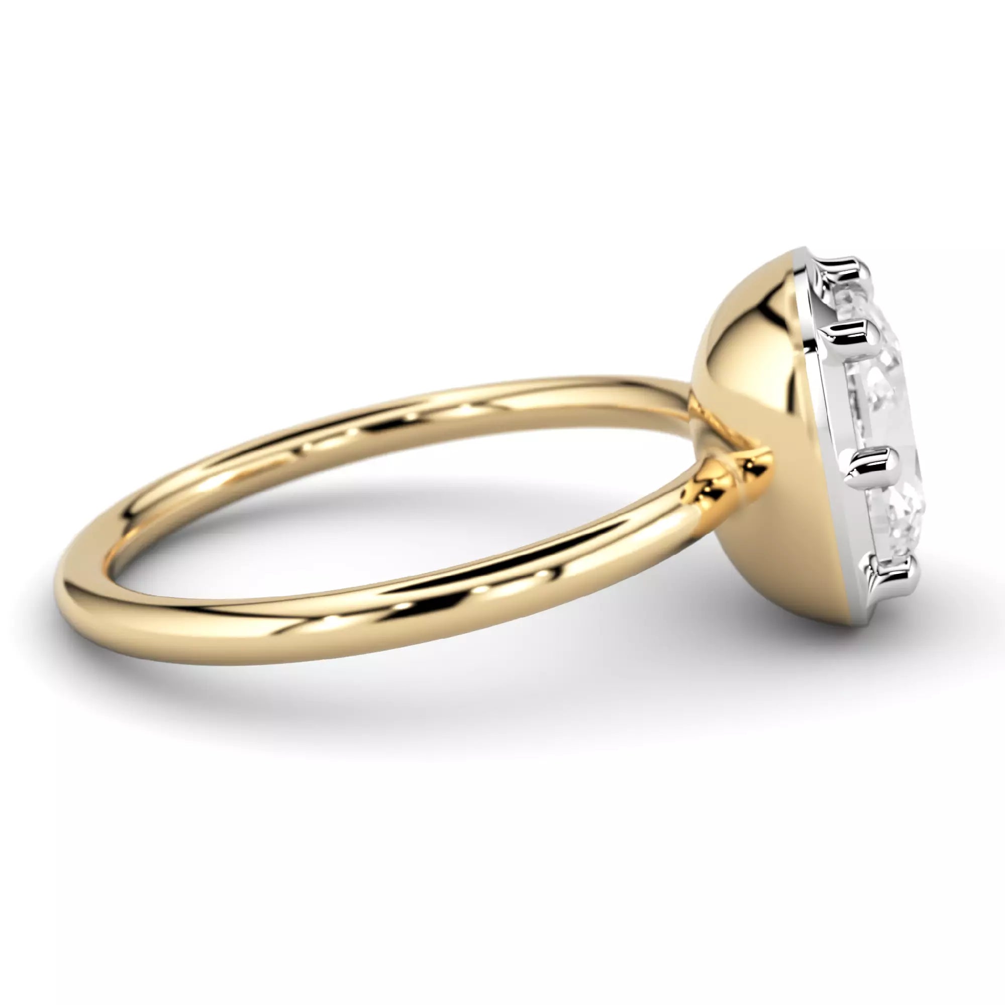 Georgian Style Cushion Cut Diamond Button Back Ring