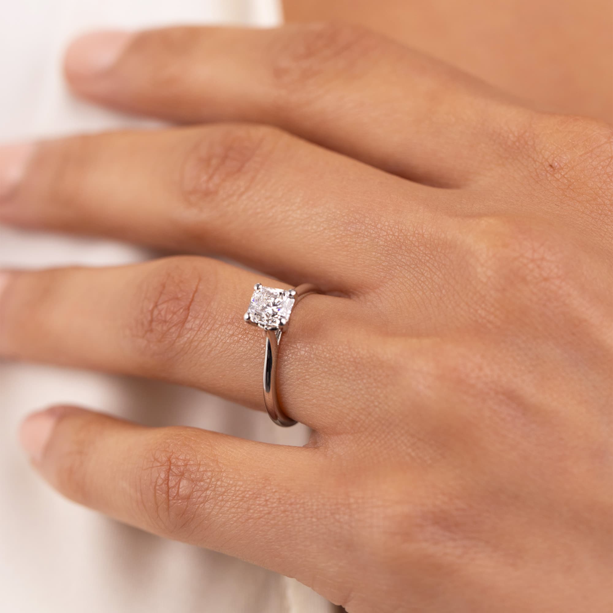 1.01ct Radiant Cut Diamond Solitaire Ring