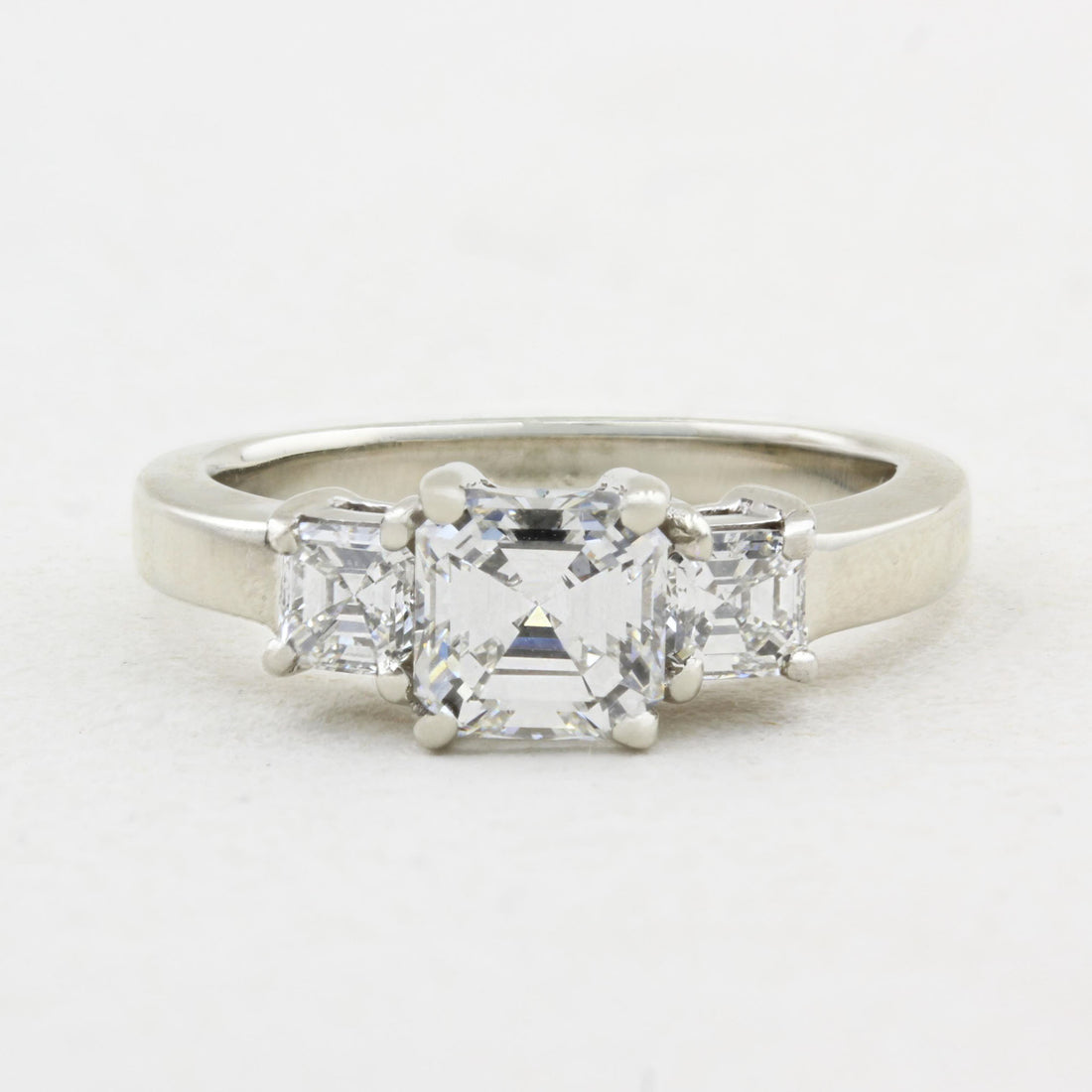 Asscher Cut Diamond Three Stone Ring