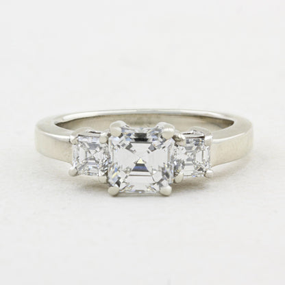 Asscher Cut Diamond Three Stone Ring