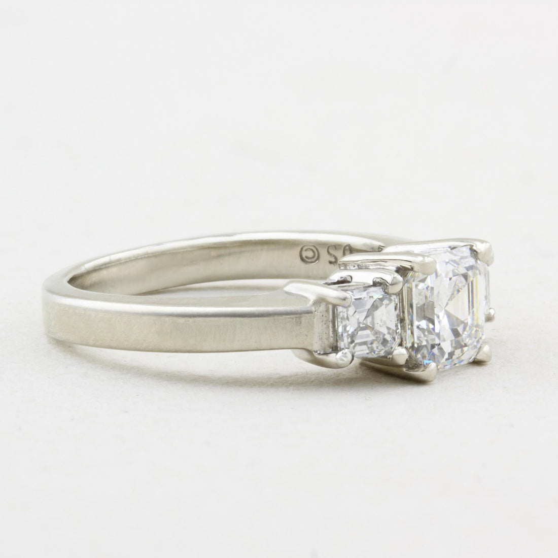 Asscher Cut Diamond Three Stone Ring