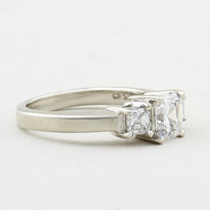 Asscher Cut Diamond Three Stone Ring