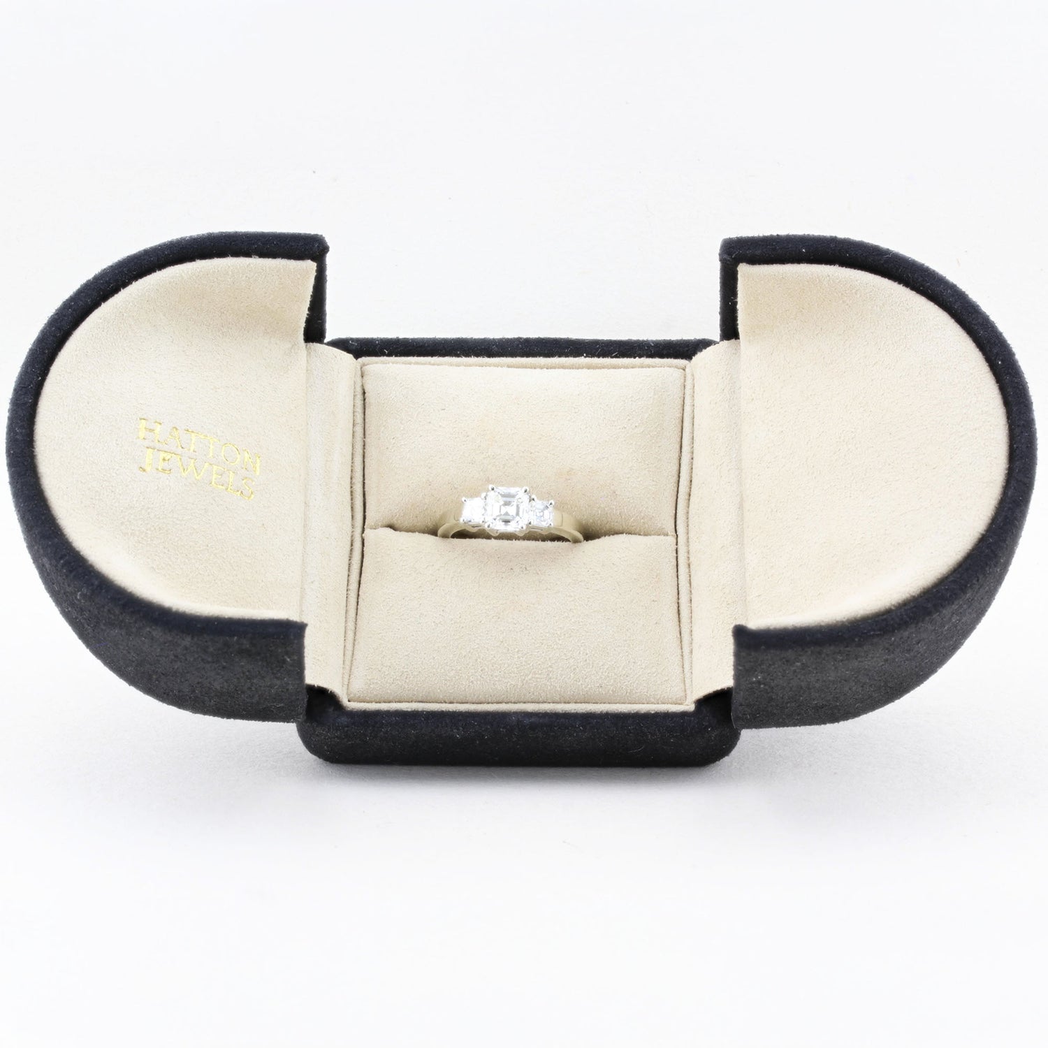 Asscher Cut Diamond Three Stone Ring