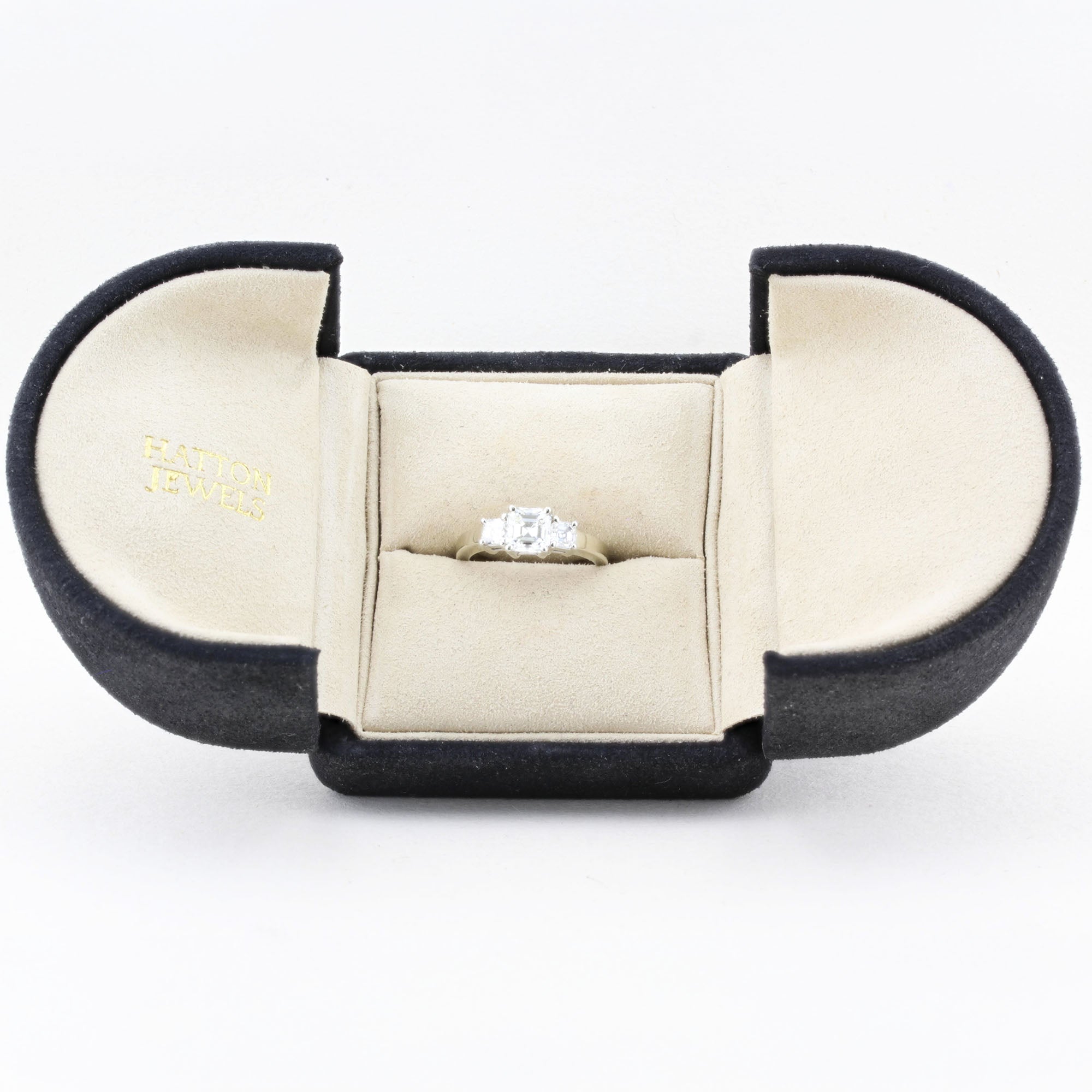 Asscher Cut Diamond Three Stone Ring
