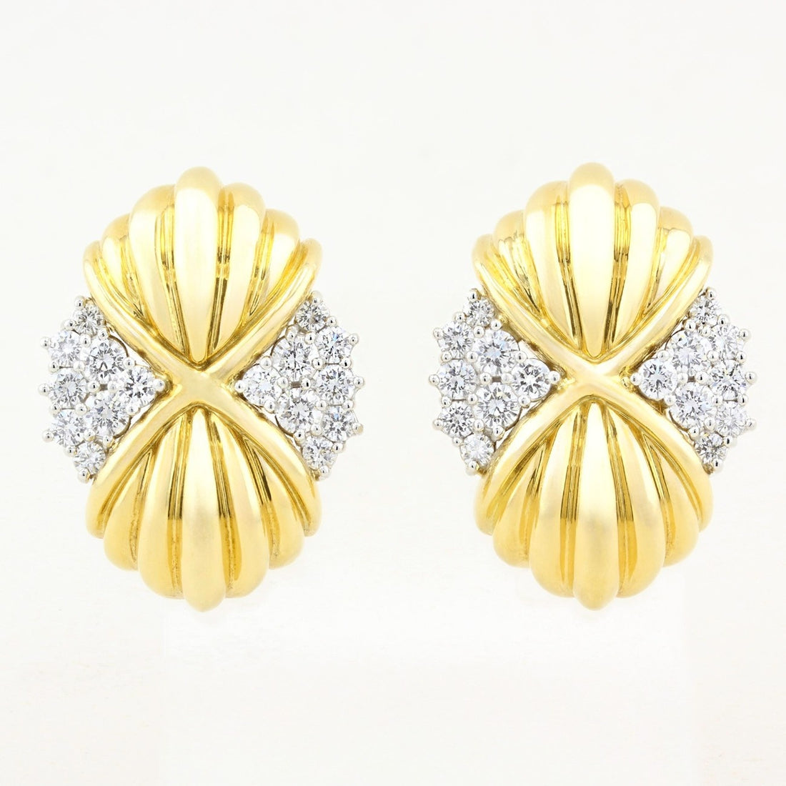 Vintage Yellow Gold and Diamond Earrings