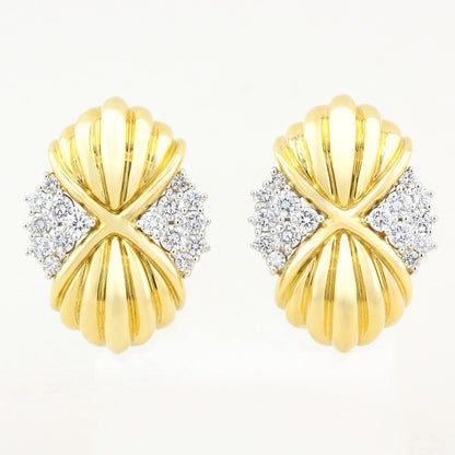 Vintage Yellow Gold and Diamond Earrings