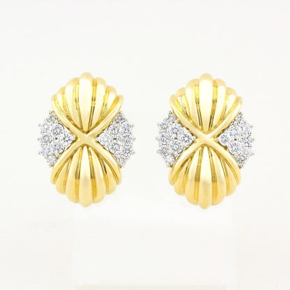 Vintage Yellow Gold and Diamond Earrings