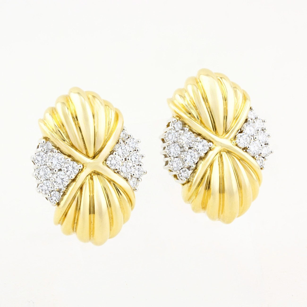 Vintage Yellow Gold and Diamond Earrings