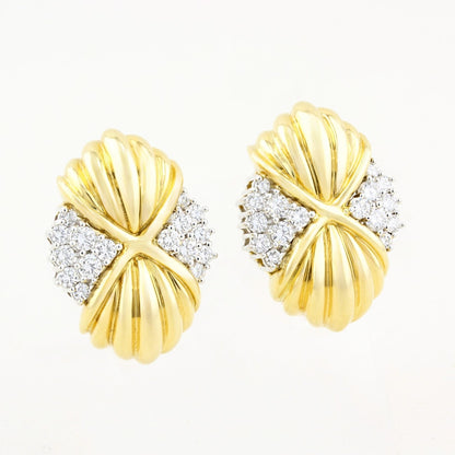 Vintage Yellow Gold and Diamond Earrings
