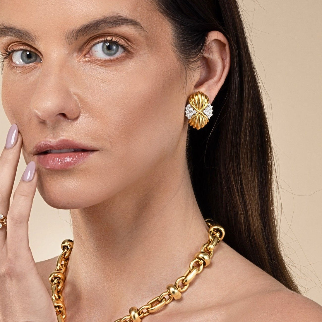 Vintage Yellow Gold and Diamond Earrings